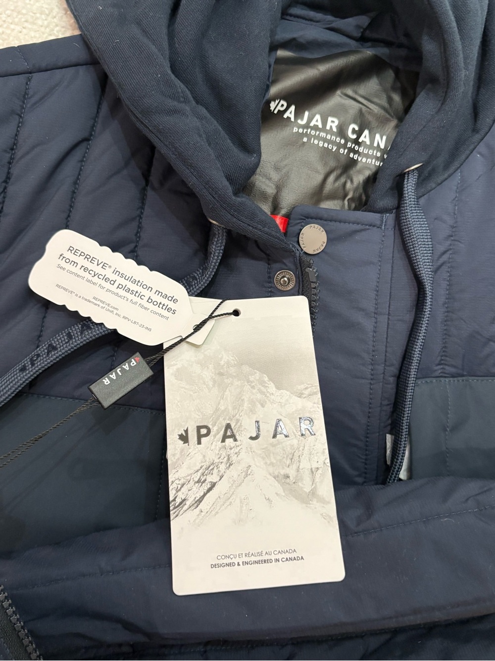 Pajar Men’s Navy Quilted Hooded Puffer Jacket